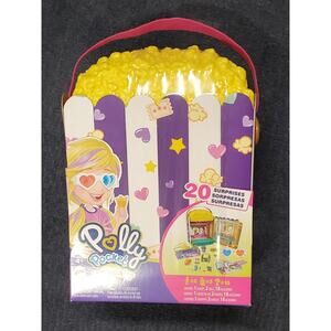 Polly Pocket Un-Box-It Playset Popcorn Shaped Box Movie Theater 20 Surprises